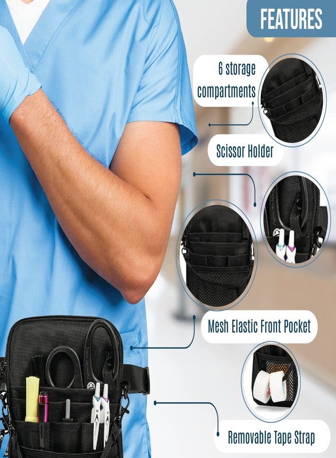 First Lifesaver 4-in-1 Nurse Fanny Pack with Multi-Compartment and Tape Holder For Nurses, Nursing Students (Black 2 Zippers) - Image 3